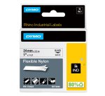 Nastro Rhino 1734524 - 24 mm x 3,5 mt - nylon flessibile - nero/bianco - Dymo