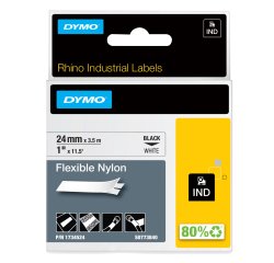 Nastro Rhino 1734524 - 24 mm x 3,5 mt - nylon flessibile - nero/bianco - Dymo