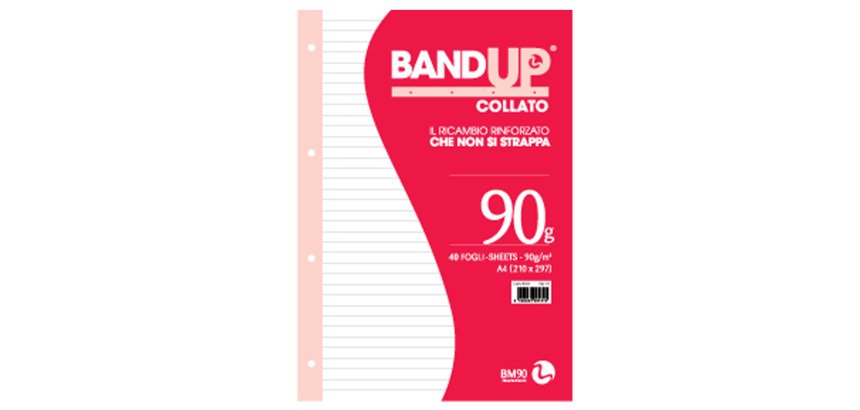 Blocco collato BandUp - A4 - 1 rigo - 40 fogli - 90gr - fori rinforzati - BM