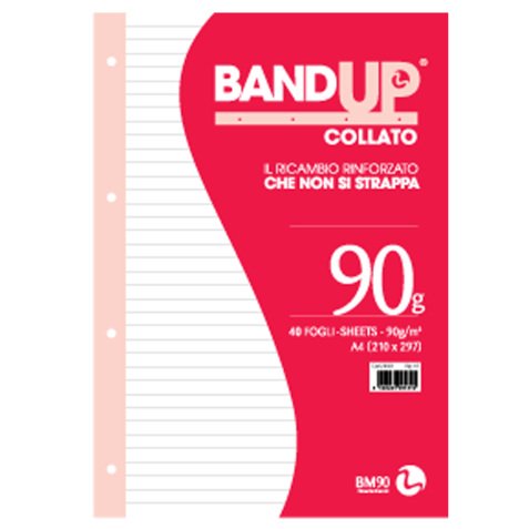 Blocco collato BandUp - fori rinforzati - A4 - 1 rigo - 40 fogli - 90gr - BM