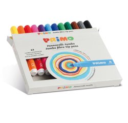 Pennarelli Jumbo - punta ø7,6mm - colori assortiti - Primo - astuccio 12 pezzi