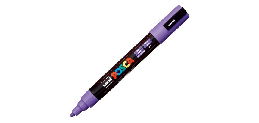 Marcatore a base d'acqua Uni Posca PC5M  - punta  tonda media da 1,8mm a 2,5mm - lilla - Uni Mitsubishi