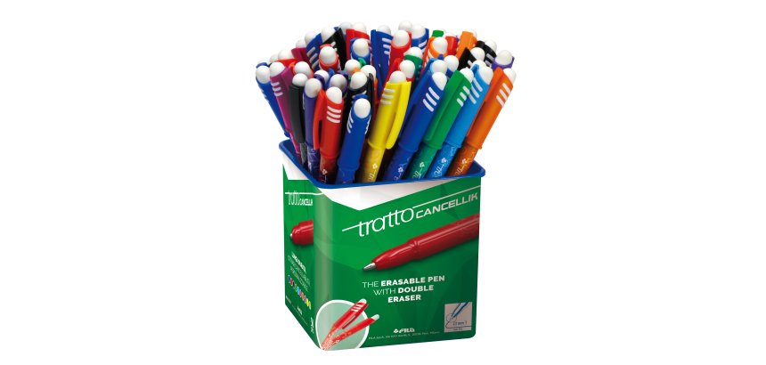 Barattolo Penna a sfera cancellabile Cancellik - punta 1,0mm - colori assortiti  - Tratto - conf. 50 pezzi