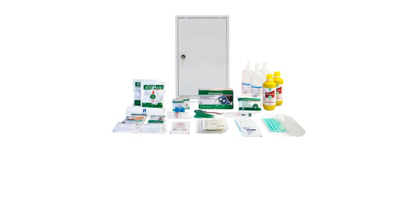 Armadietto di pronto soccorso 102/M - 46x30x14 cm - metallo - oltre 3 persone - bianco - PVS