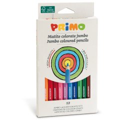 Matite colorate Jumbo - diametro mina 5,5 mm - colori assortiti - Primo - astuccio 12 matite