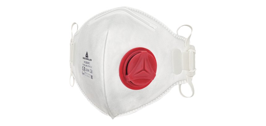 Mascherina filtrante FFP3 - con valvola - pieghevole verticalmente - monouso - Deltaplus - conf. 10 pezzi (imbustate singolarmente)