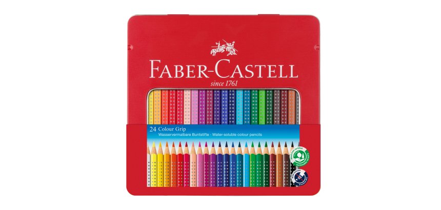 Matite colorate Colour Grip - acquerellabili - Faber-Castell - astuccio in metallo 24 pezzi