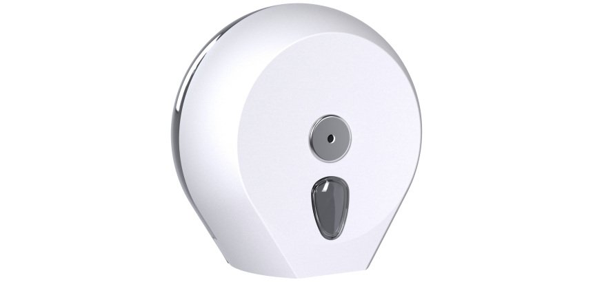 Dispenser carta igienica EColored rotolo Mini Jumbo - 27 x 12,8 x 27,3 cm - rotolo diametro 23 cm - adamello white - Mar Plast