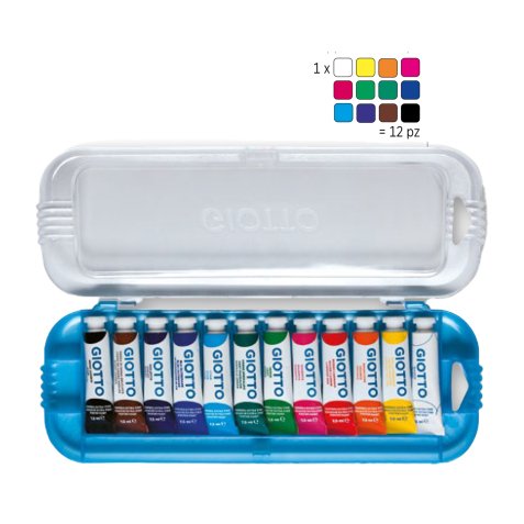 Box 12 tubetti tempera 7,5ml giotto tubo 3 assortito