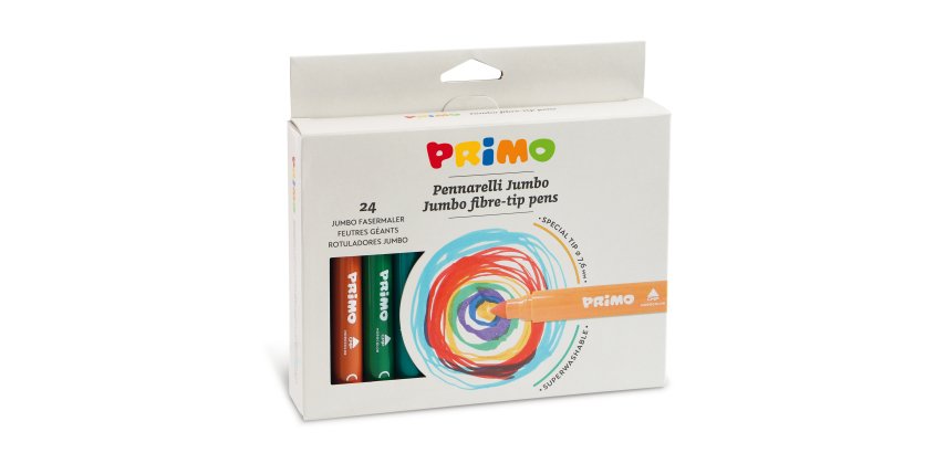 Pennarelli Jumbo - punta ø7,6mm - colori assortiti - Primo - astuccio 24 pezzi