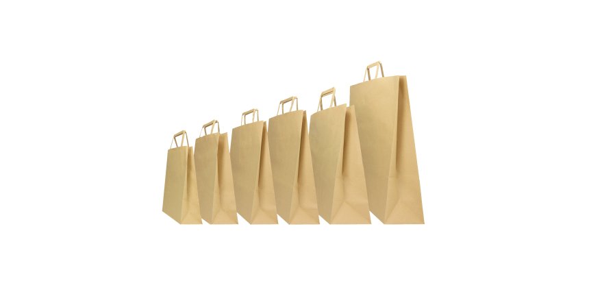 Shopper - maniglie piattina - 36 x 12 x 41 cm - carta kraft - avana - Mainetti Bags - conf. 250 pezzi