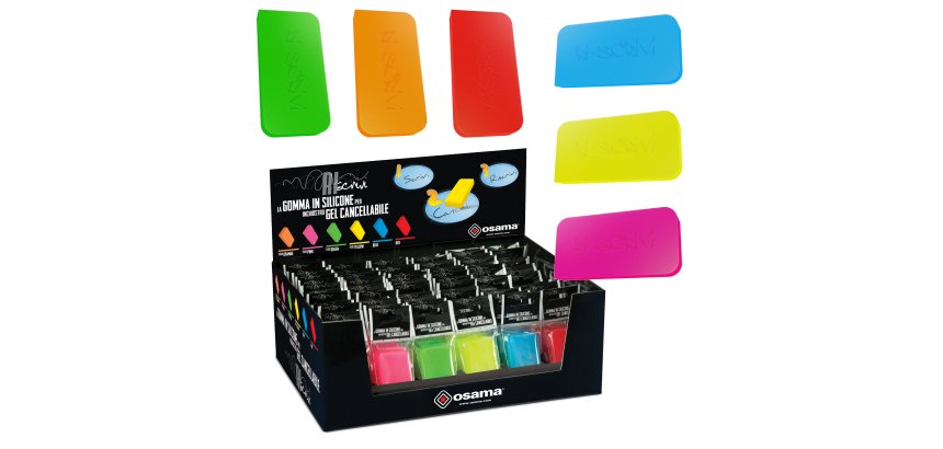 Gomma Riscrivi per gel cancellabile - colori assortiti - 6x3cm - Osama