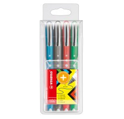 Roller  Worker Colorful con cappuccio - tratto 0,5mm - colori assortiti  - Stabilo - astuccio 4 roller
