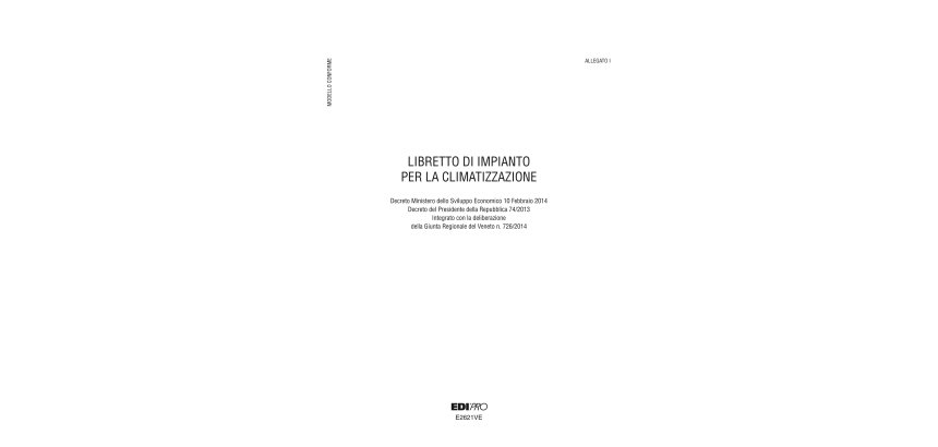 Libretto impianto climatizzazione Veneto - 297 x 210mm - 48 fogli - Edipro