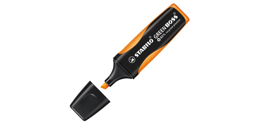 Evidenziatore Green Boss - punta a scalpello - tratto 2 - 5 mm - arancio 54 - 83% plastica riciclata - Stabilo