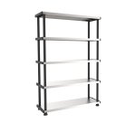 Scaffale - 5 ripiani - 119 x 45 x 185 cm - PPL /metallo - grigio/nero - Terry
