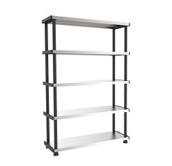 Scaffale - 5 ripiani - 119 x 45 x 185 cm - PPL /metallo - grigio/nero - Terry