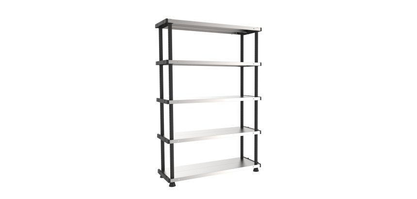 Scaffale - 5 ripiani - 119 x 45 x 185 cm - PPL /metallo - grigio/nero - Terry