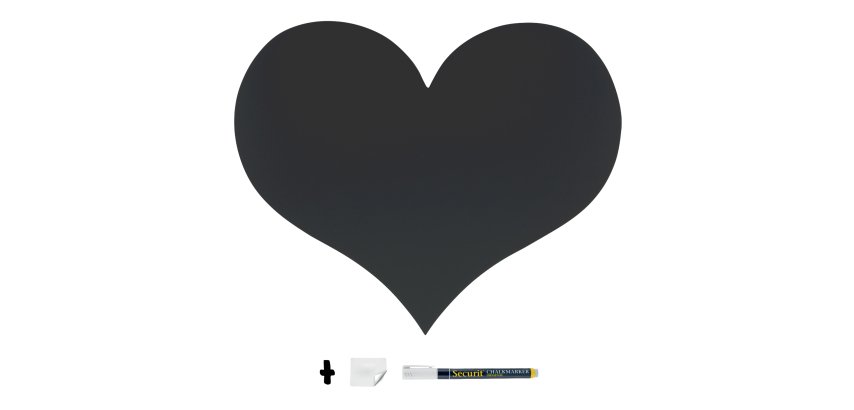Lavagna da parete Silhouette - 29,5 x 35,8 cm - forma cuore - nero - Securit