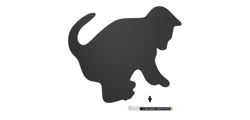 Lavagna da parete Silhouette - 45,5 x 29 cm - forma gatto - nero - Securit