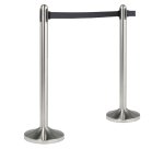 Colonnina segnapercorso cromata - altezza 100 cm - nastro retrattile nero da 210 cm - Securit