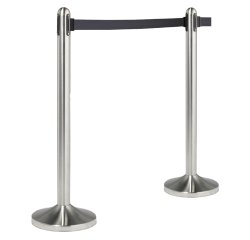 Colonnina segnapercorso cromata - altezza 100 cm - nastro retrattile nero da 210 cm - Securit
