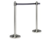 Colonnina segnapercorso cromata - altezza 100 cm - nastro retrattile grigio da 210 cm - Securit