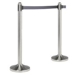 Colonnina segnapercorso cromata - altezza 100 cm - nastro retrattile grigio da 210 cm - Securit