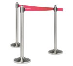 Colonnina segnapercorso cromata - altezza 100 cm - nastro retrattile rosso da 210 cm - Securit