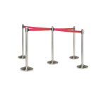 Colonnina segnapercorso cromata - altezza 100 cm - nastro retrattile rosso da 210 cm - Securit
