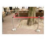 Colonnina segnapercorso cromata - altezza 100 cm - nastro retrattile rosso da 210 cm - Securit