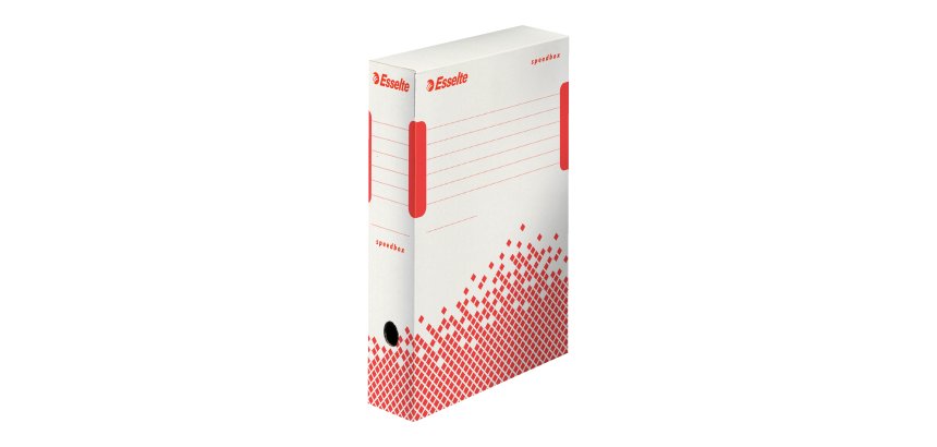 Scatola archivio Speedbox - dorso 8 cm - 35 x 25 cm - bianco e rosso - Esselte