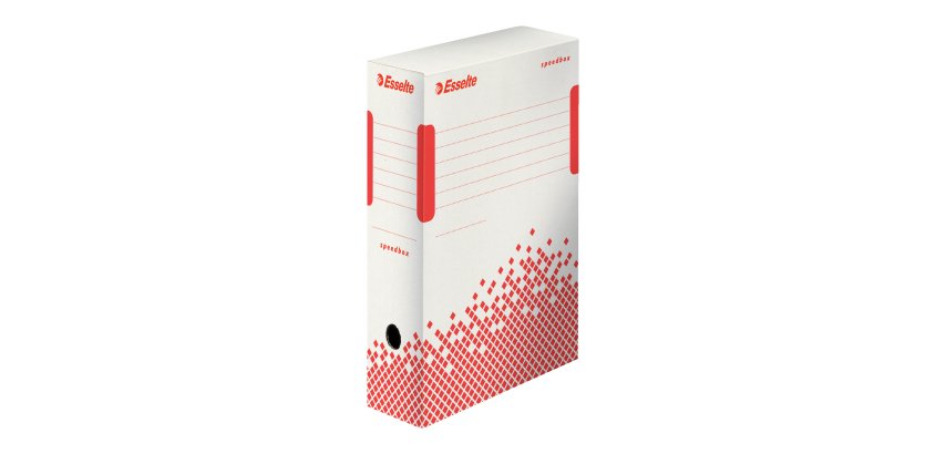 Scatola archivio Speedbox - dorso 10 cm - 35x25cm - bianco e rosso - Esselte