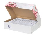 Scatola archivio Speedbox - dorso 8 cm - 35 x 25 cm - apertura totale - bianco e rosso - Esselte