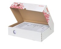 Scatola archivio Speedbox - dorso 8 cm - 35x25 cm - apertura totale - bianco e rosso - Esselte