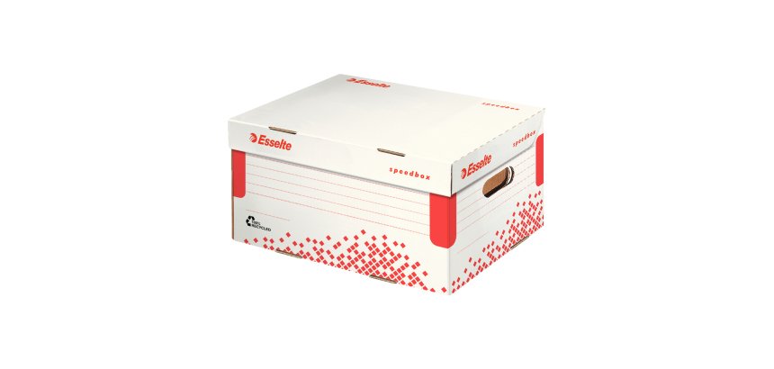 Scatola container Speedbox - Small - 25,2 x 35,5cm -  dorso 19,3 cm - bianco e rosso - Esselte