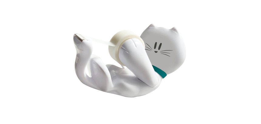 Dispenser Kitty - per nastri 33 m - 1 rotolo Scotch Magic 810 incluso - bianco - Scotch