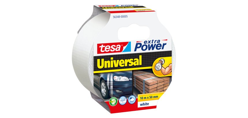 Nastro adesivo Extra Power Universal - 50 mm x 10 m - tela plastificata - bianco - Tesa