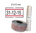 Rotolo da 1000 etichette per Printex Smart - 21x12 mm - adesivo permanente - bianco con righe rosse - Printex - Pack 10 rotoli