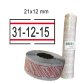 Rotolo da 1000 etichette per Printex Smart - 21x12 mm - adesivo permanente - bianco con righe rosse - Printex - Pack 10 rotoli