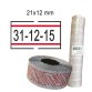 Rotolo da 1000 etichette per Printex Smart - 21x12 mm - adesivo permanente - bianco con righe rosse - Pack 10 rotoli