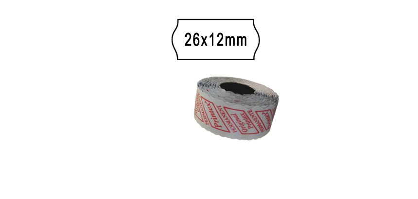 Rotolo da 1000 etichette a onda per Printex Smart 8/2612 - 26x12 mm - adesivo removibile - bianco - Printex - pack 10 rotoli