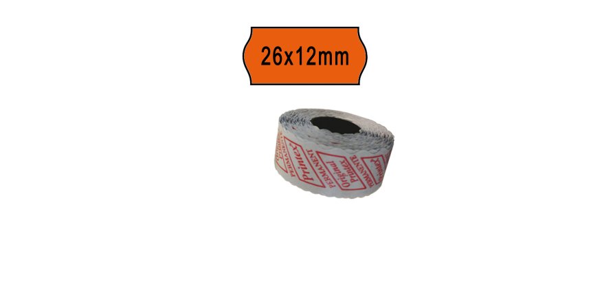 Rotolo da 1000 etichette a onda per Printex Smart 8/2612 - 26x12 mm - adesivo permanente - arancio - Printex - pack 10 rotoli