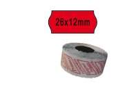 Rotolo da 1000 etichette a onda per Printex Smart 8/2612 - 26x12 mm - adesivo permanente - rosso - Printex - pack 10 rotoli