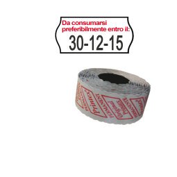 Rotolo da 1000 etichette a onda per Printex Smart 8/2612 - DA CONSUMARSI  - 26x12 mm - adesivo permanente - bianco -  Printex - pack 10 rotoli