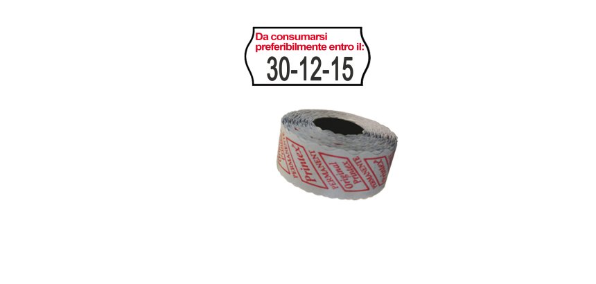 Printex - pack 10 rotoli Rotolo da 1000 etichette a onda per Printex Smart 8/2612 - DA CONSUMARSI  - 26x12 mm - adesivo permanente - bianco -