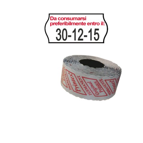 Printex - pack 10 rotoli Rotolo da 1000 etichette a onda per Printex Smart 8/2612 - DA CONSUMARSI  - 26x12 mm - adesivo permanente - bianco -