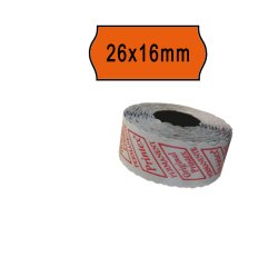 Rotolo da 1000 etichette a onda per Printex Smart 16/2616 e Z Maxi 6/2616 - 26x16 mm - adesivo permanente - arancio - Printex - pack 10 rotoli