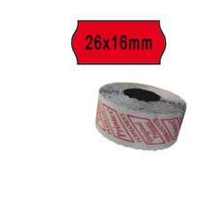 Rotolo da 1000 etichette a onda per Printex Smart 16/2616 e Z Maxi 6/2616 - 26x16 mm - adesivo permanente - rosso - Printex - pack 10 rotoli
