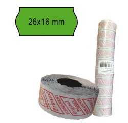 Rotolo da 1000 etichette a onda per Printex Smart 16/2616 e Z Maxi 6/2616 - 26x16 mm - adesivo permanente - verde - Printex - pack 10 rotoli